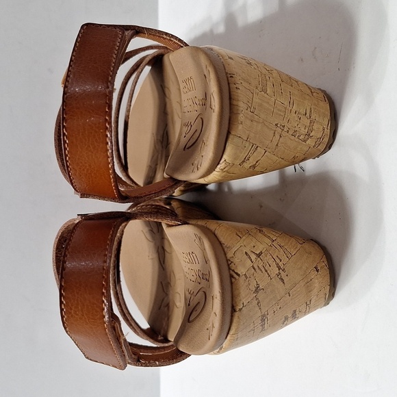 Skechers NEW Brown Beverlee Strappy Faux Leather Cork Heel Wedge Sandal Size 10 - Picture 5 of 10
